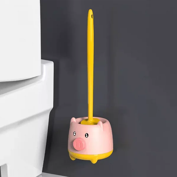 Brosse de toilette les 3 petits cochons jaune