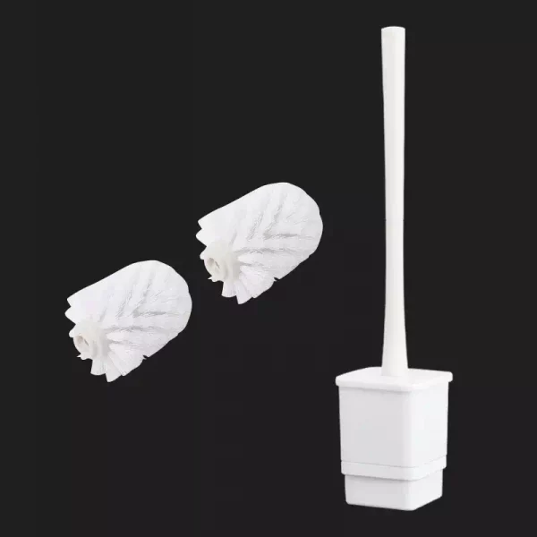 Brosse de toilette support Carre blanche