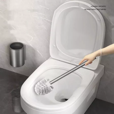 Brosse WC en Aluminium Nettoyage Haute Précision et Style Épuré pour Salle de Bain